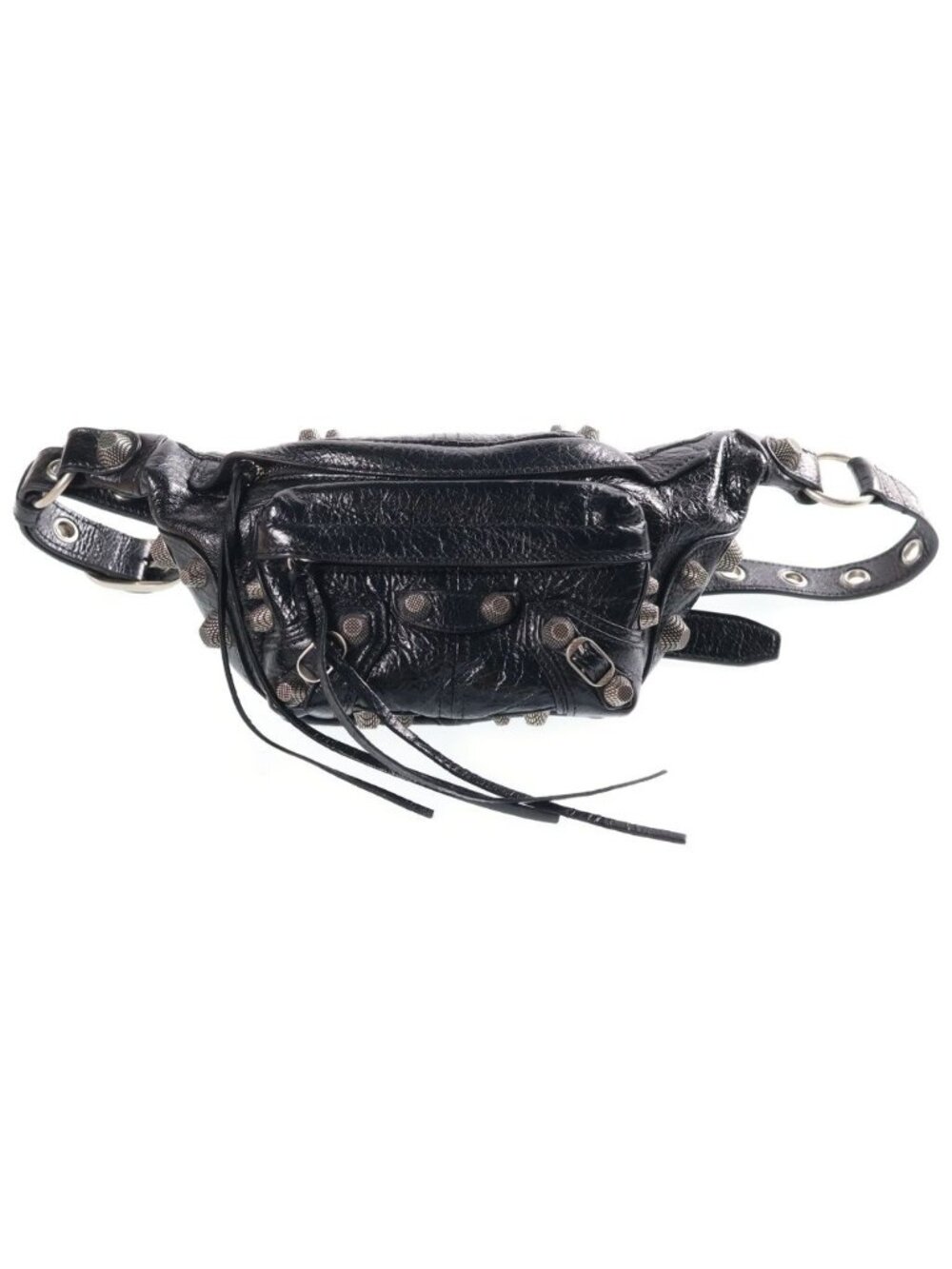 Balenciaga le Cagole Belt Bag Black Leather Silver